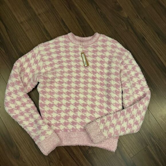 NWT Skims knit pullover sweatshirt petal houndstooth L/XL - Picture 2 of 9